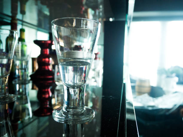 istock Glasses on the Shelf with Illumination 666834578