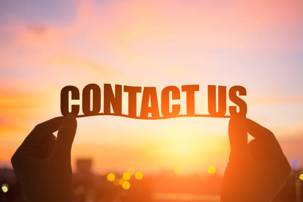 silhouette contact us word stock photo