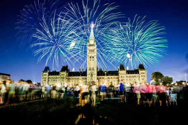 In 2017, Canada turns 150 years old.  The nation's capital city, Ottawa, will host multiple events commemorating this milestone.  This photo depicts Canada's Parliament building with fireworks in the background.   Happy Birthday Canada!