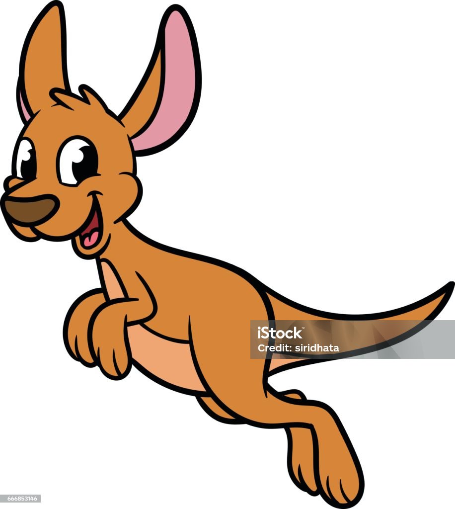 Cartoon Hopping Kangaroo Vector Illustration Stock Illustration - Download  Image Now - Kangaroo, Cute, Illustration - iStock