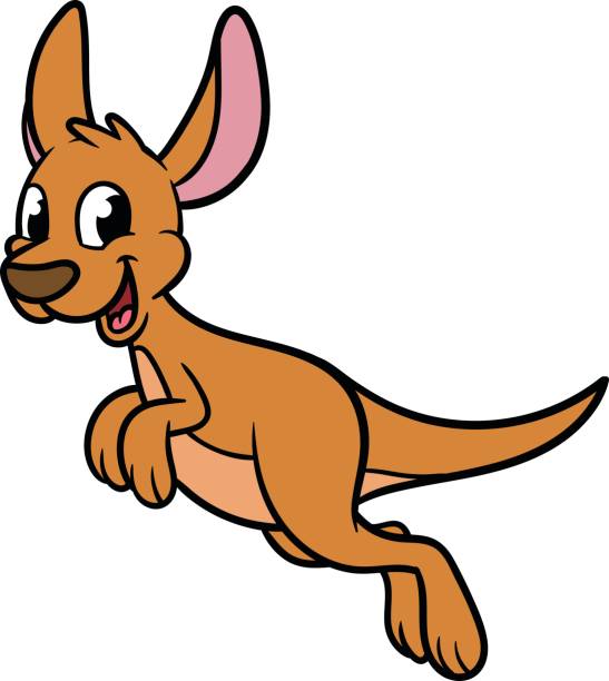 Cartoon Hopping Kangaroo Vector Illustration Stock Illustration - Download  Image Now - Kangaroo, Cute, Illustration - iStock