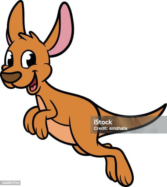 Cartoon Hopping Kangaroo Vector Illustration Stock Illustration - Download Image Now - Kangaroo, Young Kangaroo, Characters