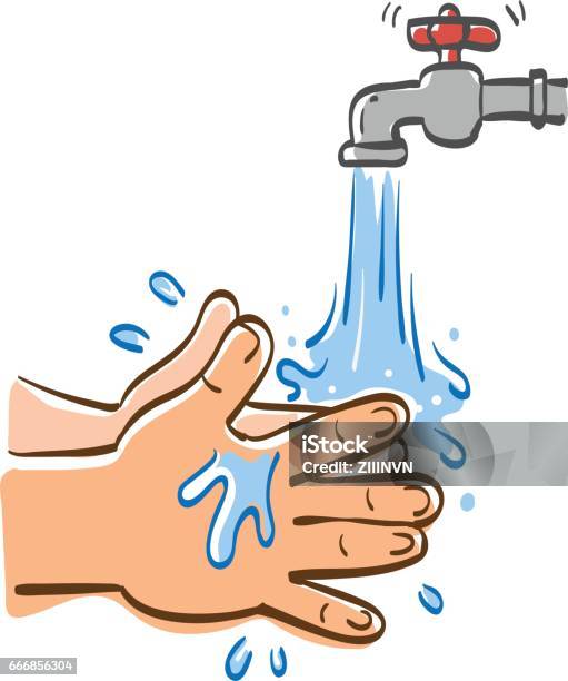 Lavage Des Mains Avec De Leau Vecteur Graphique Illustration Vecteurs libres de droits et plus d'images vectorielles de Se laver les mains