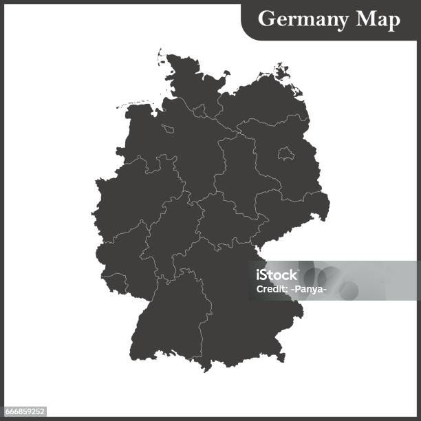 The Detailed Map Of The Germany With Regions Stock Illustration - Download Image Now - Germany, Map, Abstract