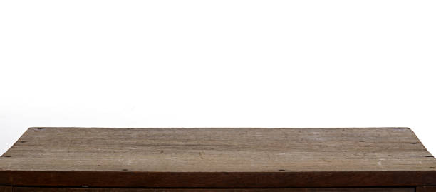 istock Wood Table Top On Isolated White Of Background 666871748