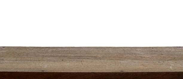 istock Wood Table Top On Isolated White Of Background 666876360