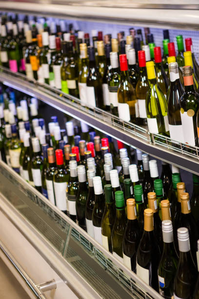 istock Wine bottles in supermarket 666878464