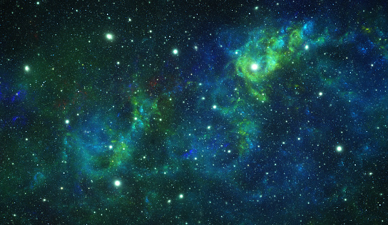 Green nebula, space art background