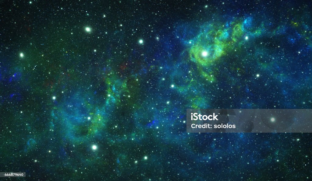 Green nebula Green nebula, space art background Green Color Stock Photo