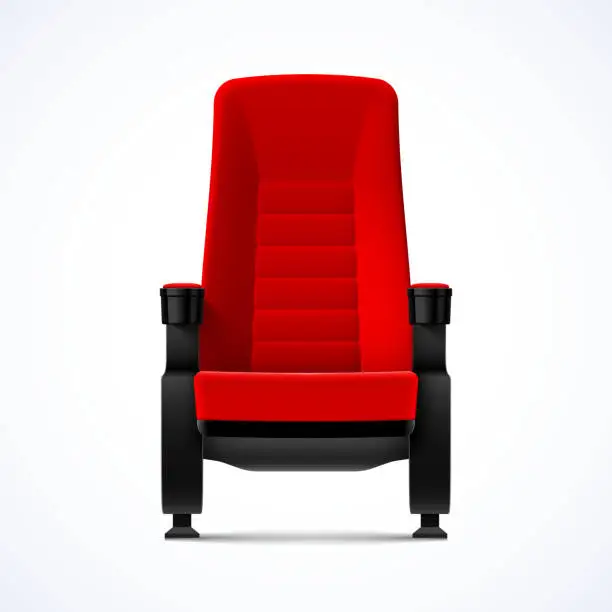 Vector illustration of Cinema movie theater red comfortable chair