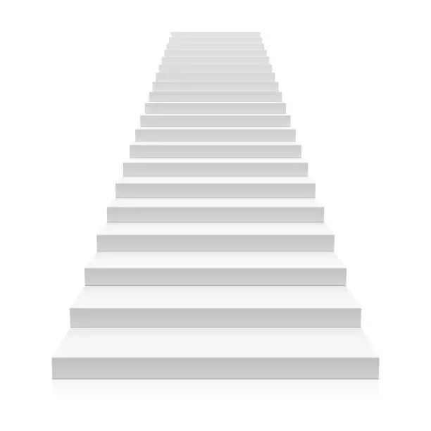 Vector illustration of Front view of white staircase