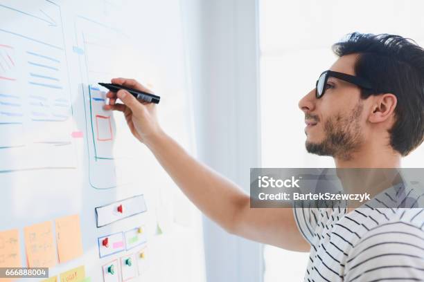 Young Designer Developing Website Responsive Layout Stock Photo - Download Image Now