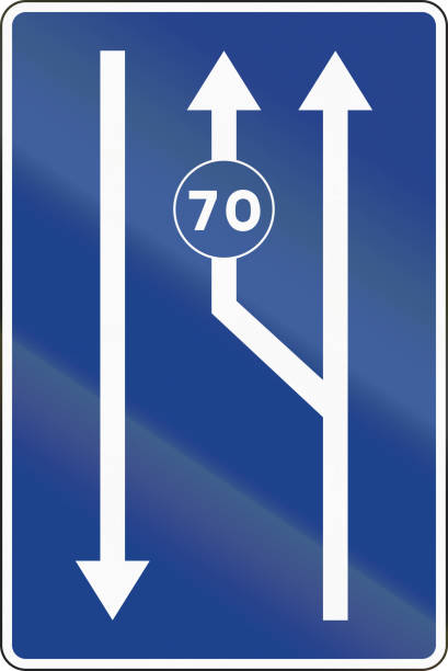 istock Road sign used in Spain - Lanes for traffic based on the posted speed 666890344