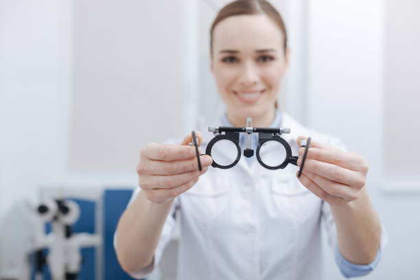 istock Selective focus of eye examination spectacles 666890960