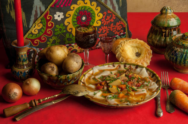 a dish of dough and vegetables