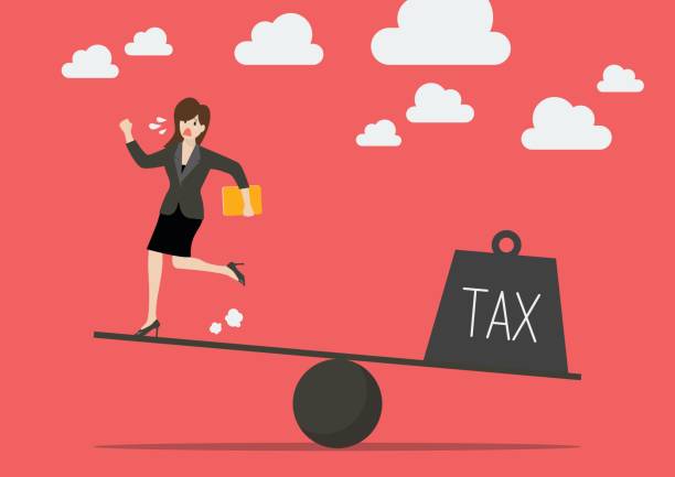 istock Balancing between business woman and tax 666894732