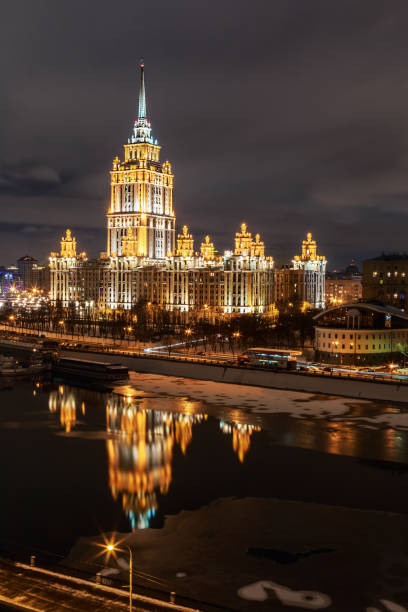 istock Ukraine hotel Radisson Royal Hotel in night Illumination 666898744