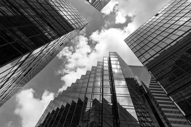 istock Hong Kong modern Corporate Buildings (black and white) 666905406