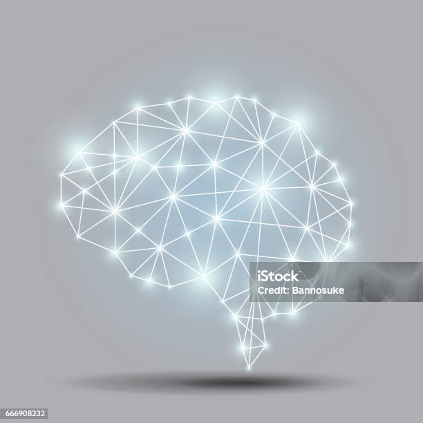 Glühende Gehirn Polygon Stock Vektor Art und mehr Bilder von Künstliche Intelligenz - Künstliche Intelligenz, Gehirn, Glühend