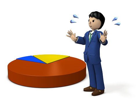 A businessman explaining the results of market research. 3D illustration