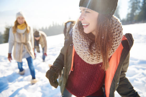 istock Friends celebrating holidays on the snow 666912460