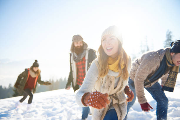 Friends enjoying themselves during winter time
