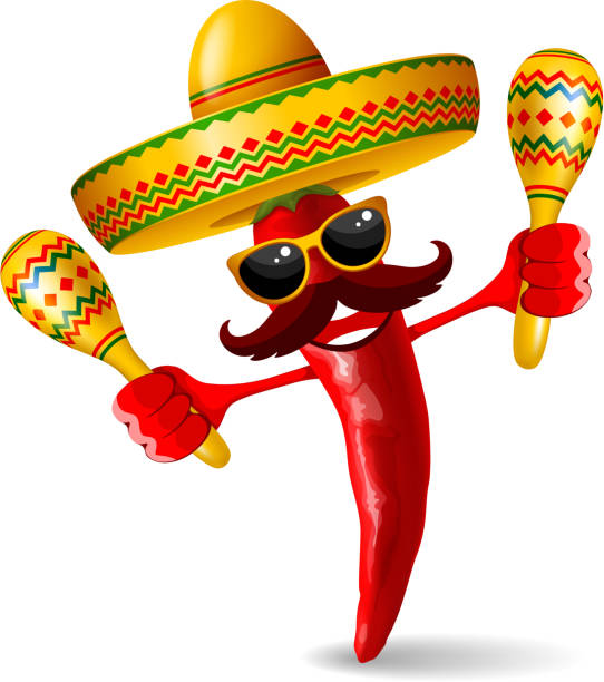 illustrazioni stock, clip art, cartoni animati e icone di tendenza di cinco jalapeno - sombrero hat mexican culture isolated