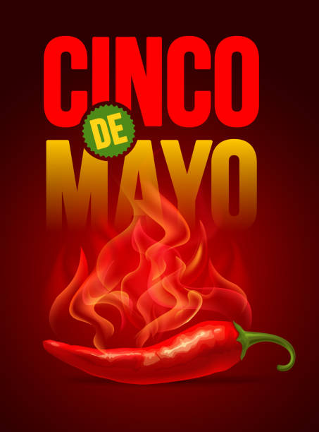 stockillustraties, clipart, cartoons en iconen met cinco de mayo-poster - chili fire
