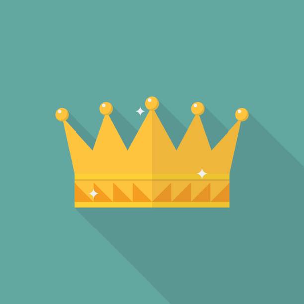 ilustrações, clipart, desenhos animados e ícones de ícone da coroa em estilo simples - crown gold coat of arms king