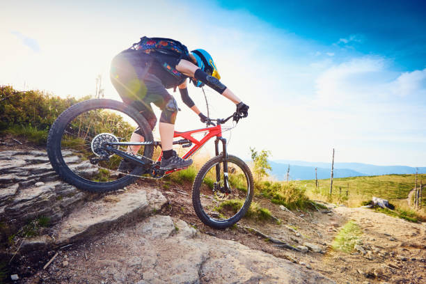 istock Woman riding MTB bike 666923822