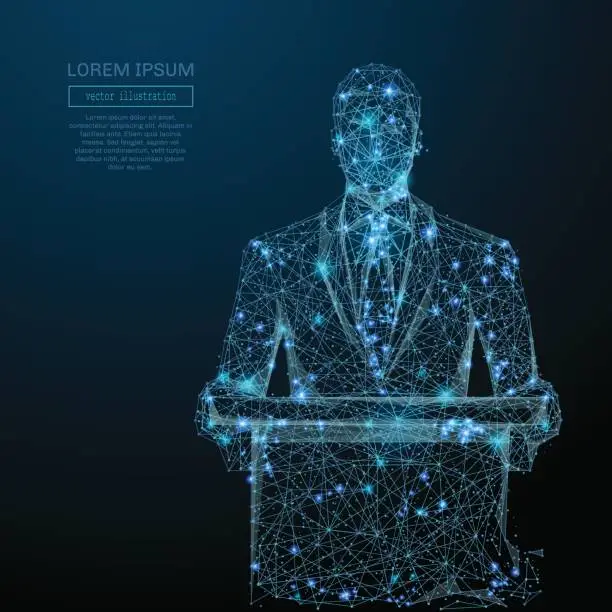 Vector illustration of businessman in suit blue