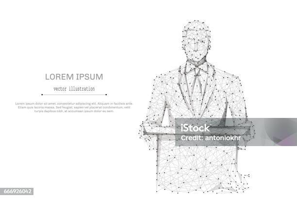 Businessman In Suit Gray Stock Illustration - Download Image Now - Lectern, Talking, In A Row