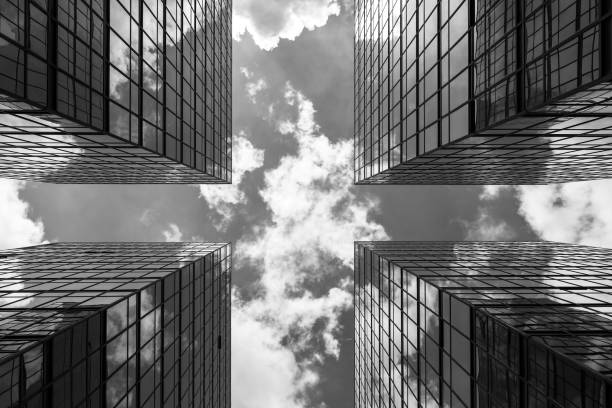 istock The Hong Kong modern Corporate Buildings (black and white) 666933872