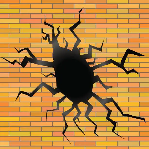 Vector illustration of crack on a brick background
