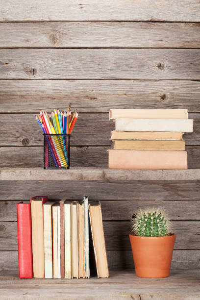 istock Old books on a wooden shelf 666942838