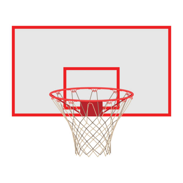 Basketball hoop on backboard isolated on white background vector art illustration