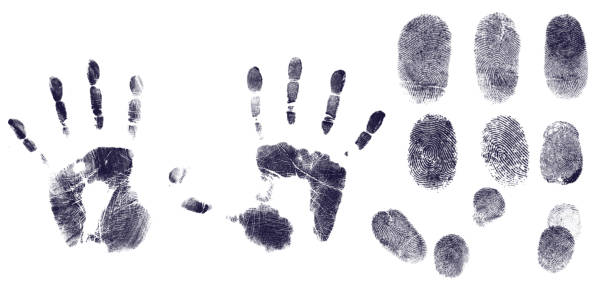 istock Finger and handsprint in Black and White 666943514