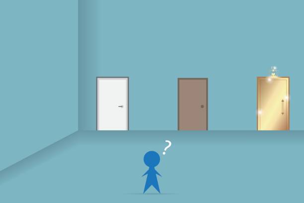 istock businessman decision in front of the doors, decision and business concept 666949666