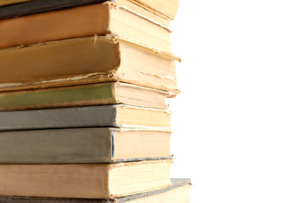 istock Old books isolated on a white background 666950572