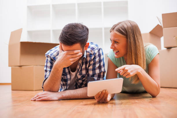 istock Young couple in new home 666955098