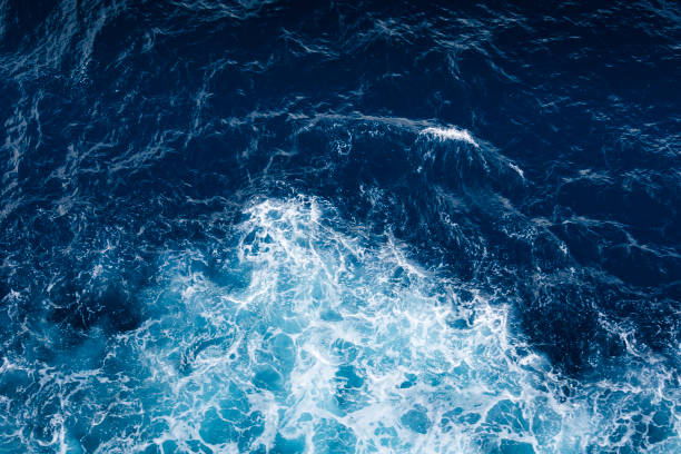 Sea waves and foam from a cruise ship