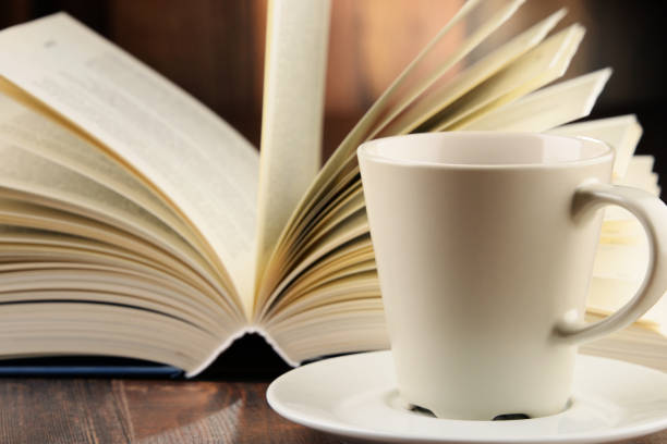 istock Composition with books and cup of coffee 666963642