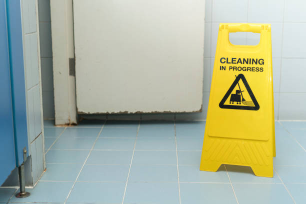 istock cleaning progress caution sign in toilet 666963900