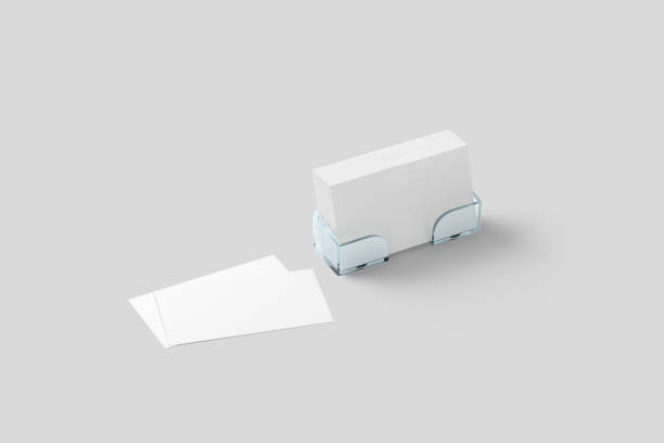 istock White business card mockup in acrylic holder isolated 666964520