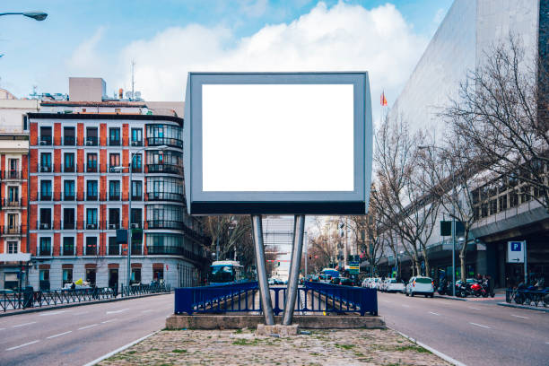 Billboard at street A street billboard with copy space wild posting ad stock pictures, royalty-free photos & images