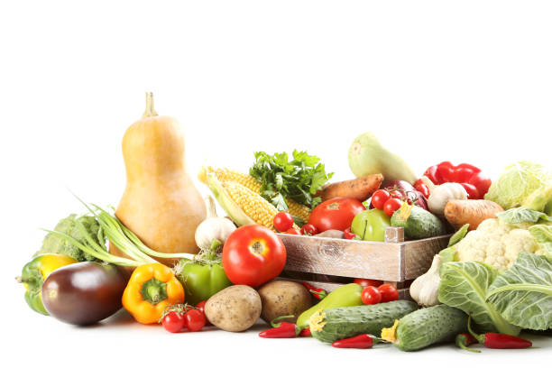 istock Ripe and tasty vegetables isolated on a white 666974910
