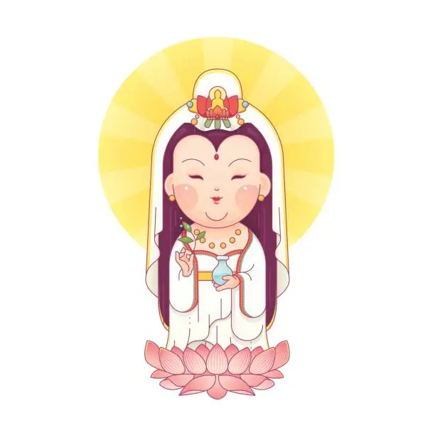 Vector illustration of Guanyin Goddess of Mercy