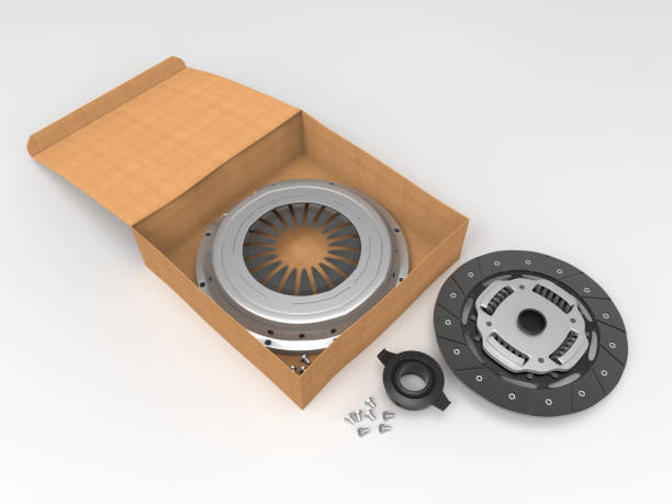 istock Clutch disc car on white background. Box for set of clutch. 3D rendering. 666979640