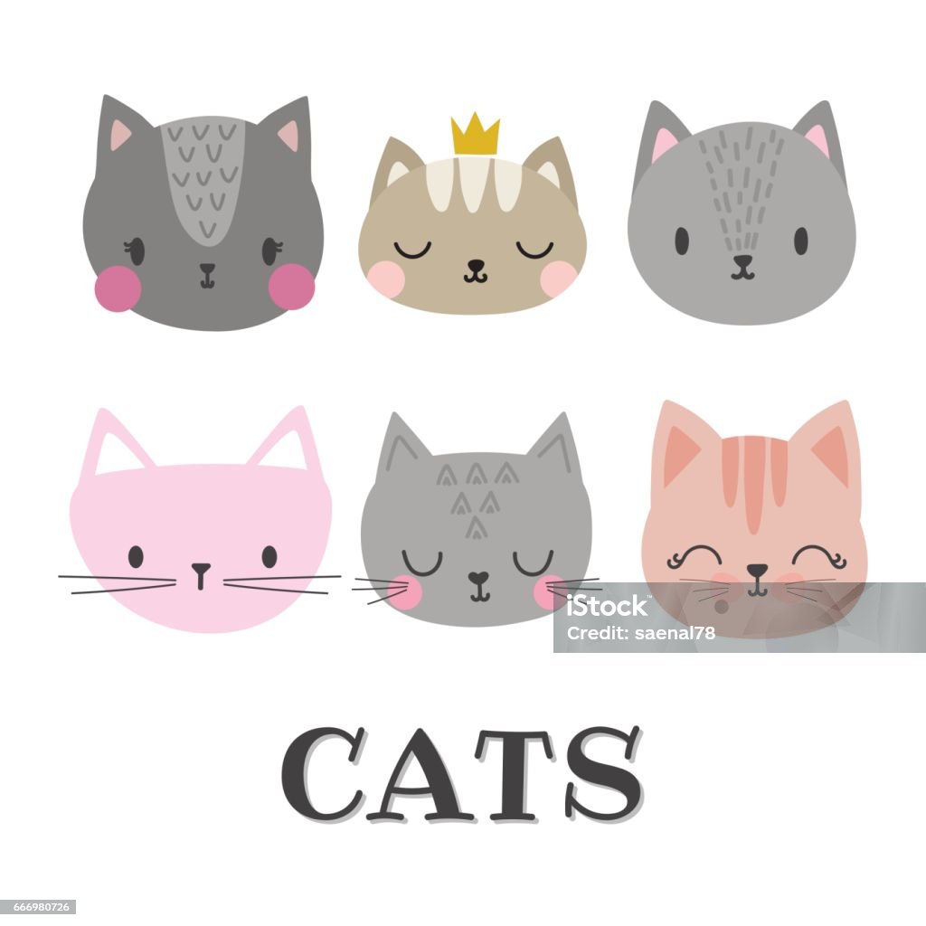 Tập Hợp Những Con Mèo Dễ Thương Động Vật Doodle Hài Hước Mèo Con ...