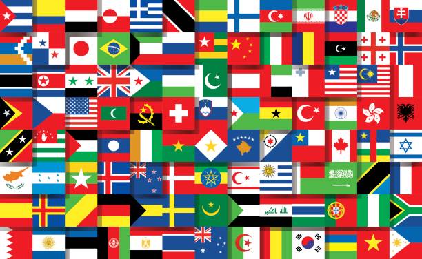 ilustrações de stock, clip art, desenhos animados e ícones de national flags - flag gear international landmark cooperation